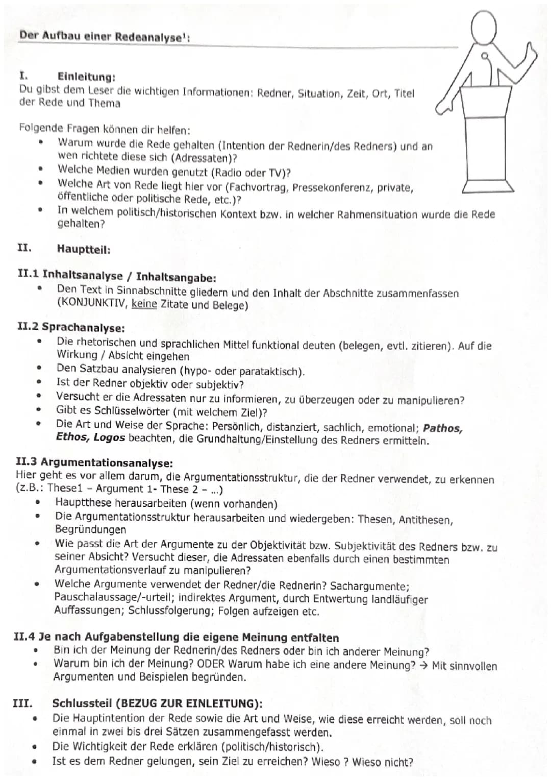 Der Aufbau einer Redeanalyse 