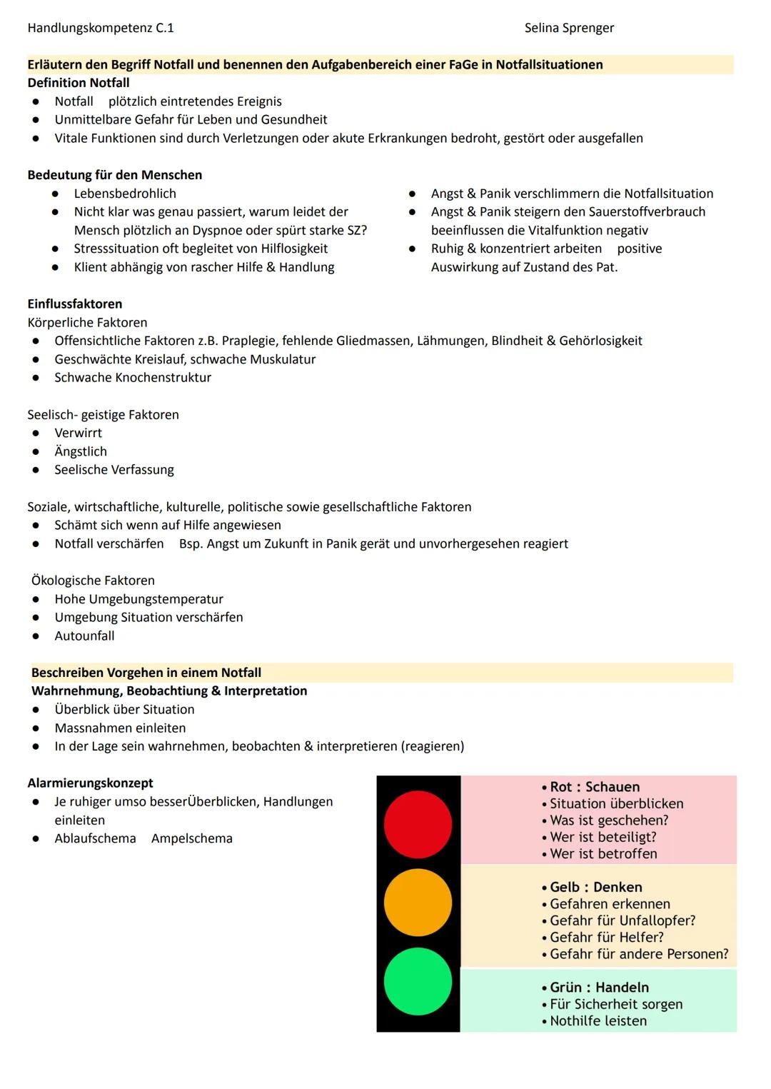 Handlungskompetenz C.1
Erläutern den Begriff Notfall und benennen den Aufgabenbereich einer FaGe in Notfallsituationen
Definition Notfall
● 