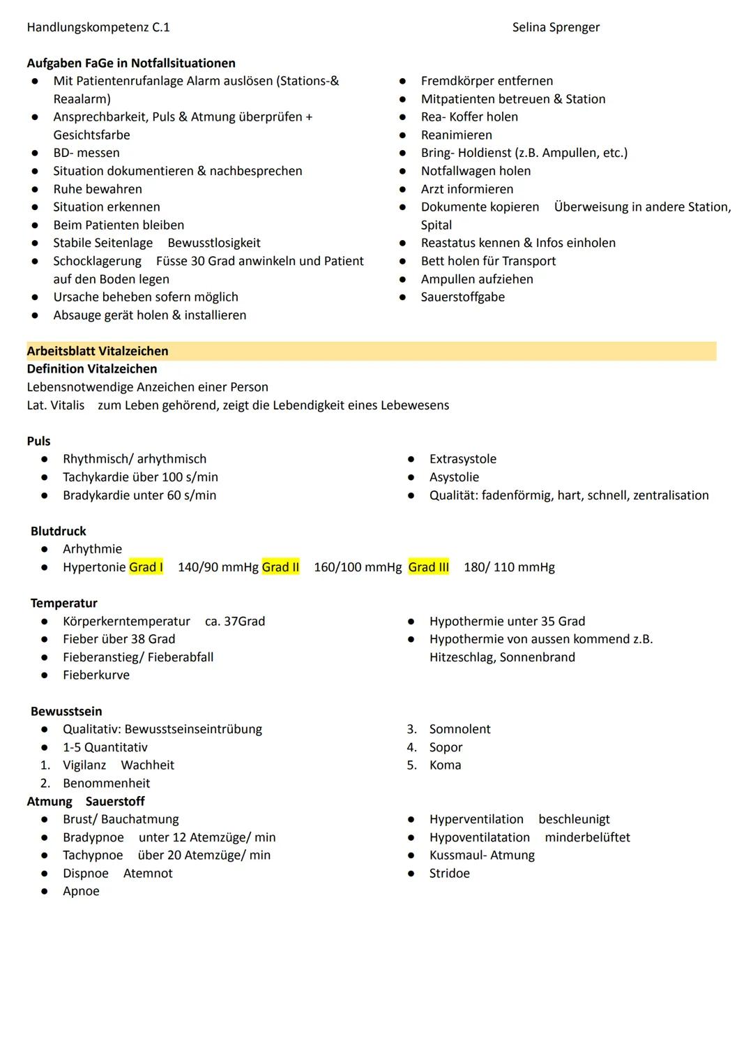 Handlungskompetenz C.1
Erläutern den Begriff Notfall und benennen den Aufgabenbereich einer FaGe in Notfallsituationen
Definition Notfall
● 