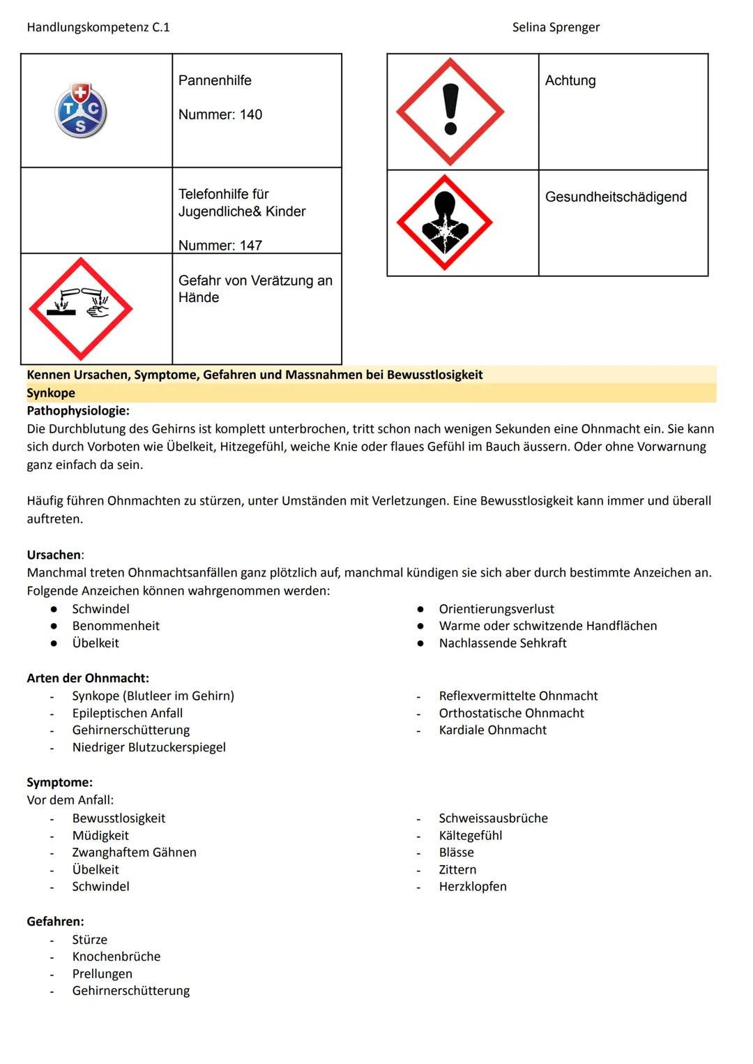 Handlungskompetenz C.1
Erläutern den Begriff Notfall und benennen den Aufgabenbereich einer FaGe in Notfallsituationen
Definition Notfall
● 
