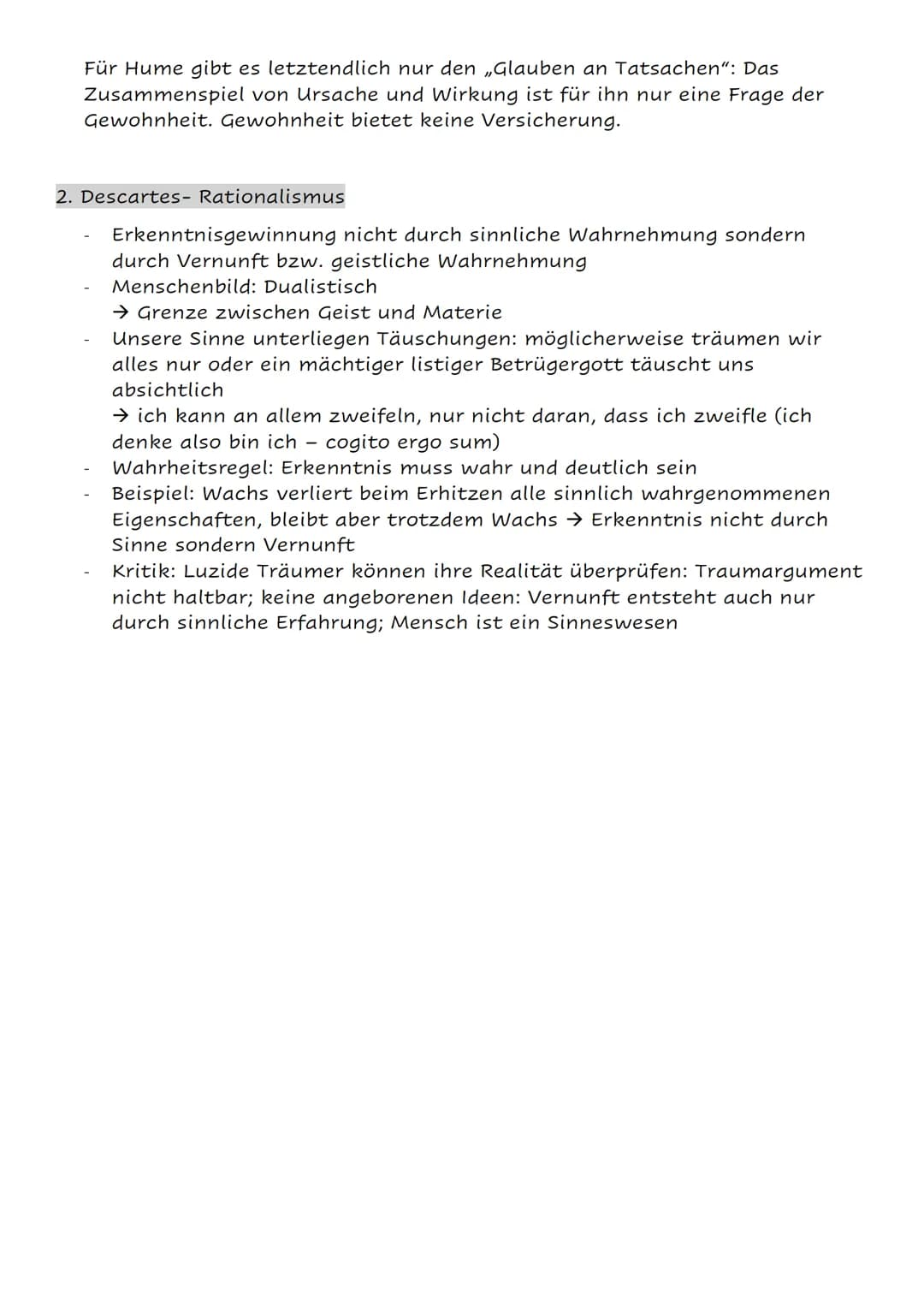 anthropologie - Das Selbstverständnis des Menschen
1. Leib- Seele- Problem
Hat der Mensch neben dem Körper etwas, was immateriell ist (Geist