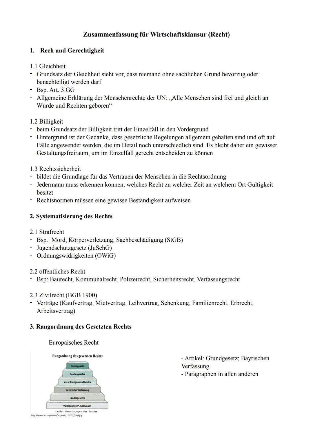 1. Rech und Gerechtigkeit
1.1 Gleichheit
- Grundsatz der Gleichheit sieht vor, dass niemand ohne sachlichen Grund bevorzug oder
benachteilig