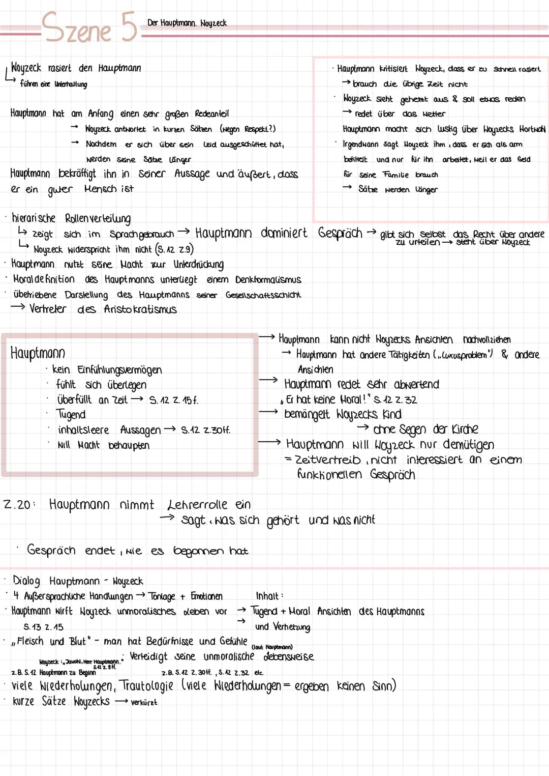 -Szene 5-
1 Woyzeck rasiert den Hauptmann
führen eine Unterhaltung
Hauptmann hat am Anfang einen sehr großen Redeanteil
Der Hauptmann. Noyze