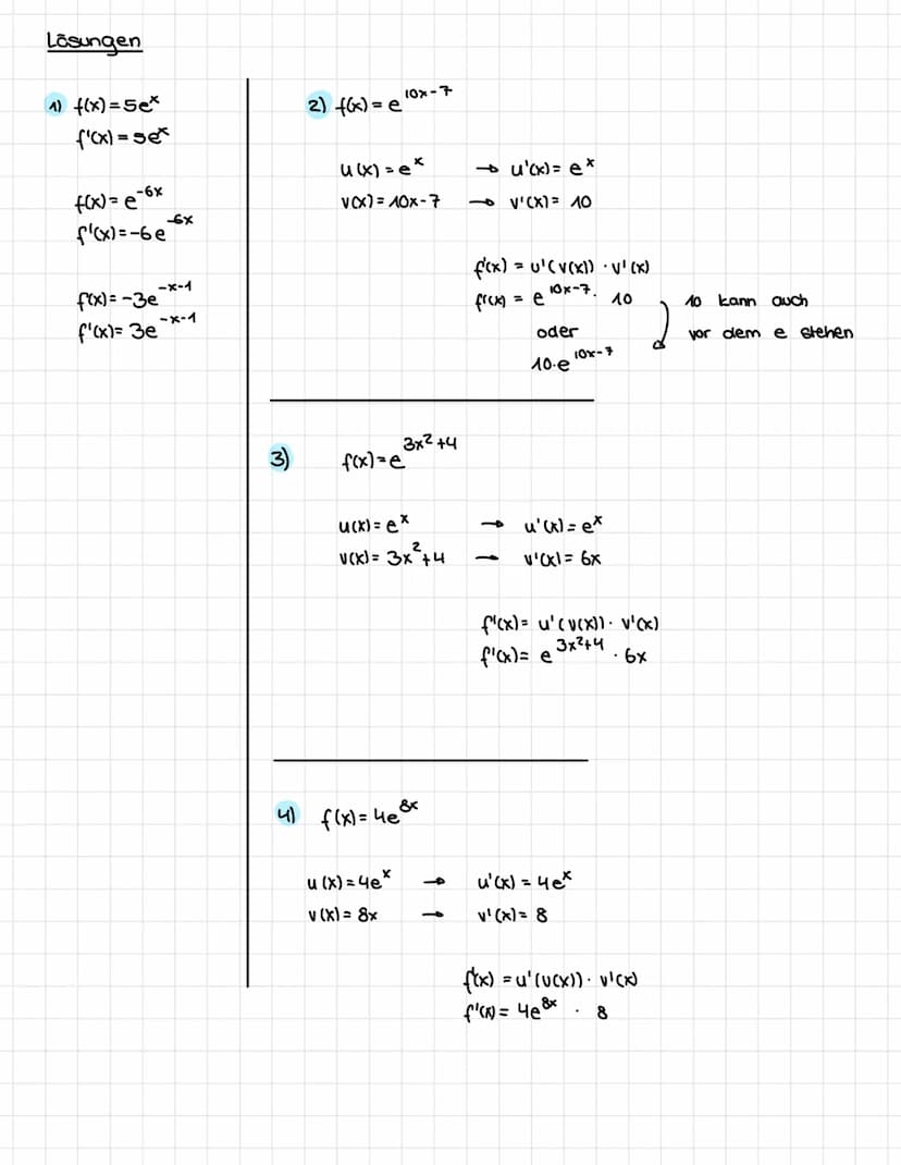 Allgemein
& FUNKTION
ex
Ableitungsregel
Faktorregel
•ex berührt nicht die X-Achse
L.wird als
·es gibt keine Nullstellen
Summenregel
f(x) = g