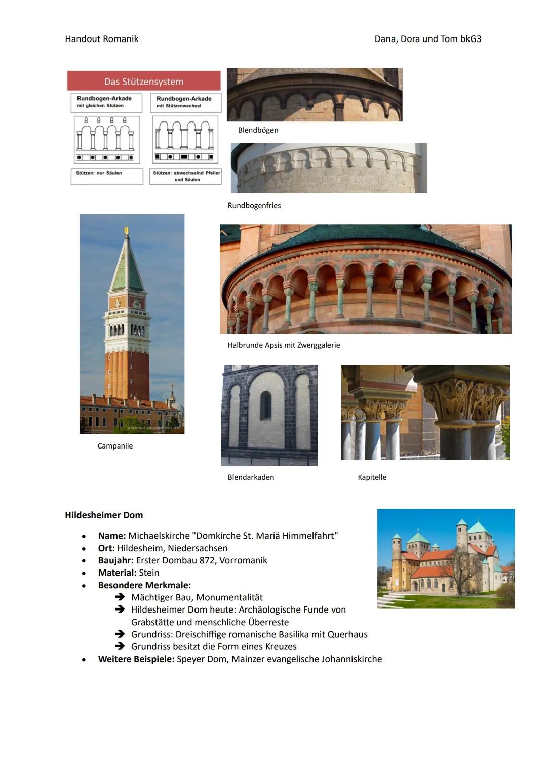Handout Romanik
Romanik
Allgemeines:
●
Romanische Architektur:
●
● Anwendung des Baustils: Sakrale Bauwerke des Christentums
Bei deutschen K