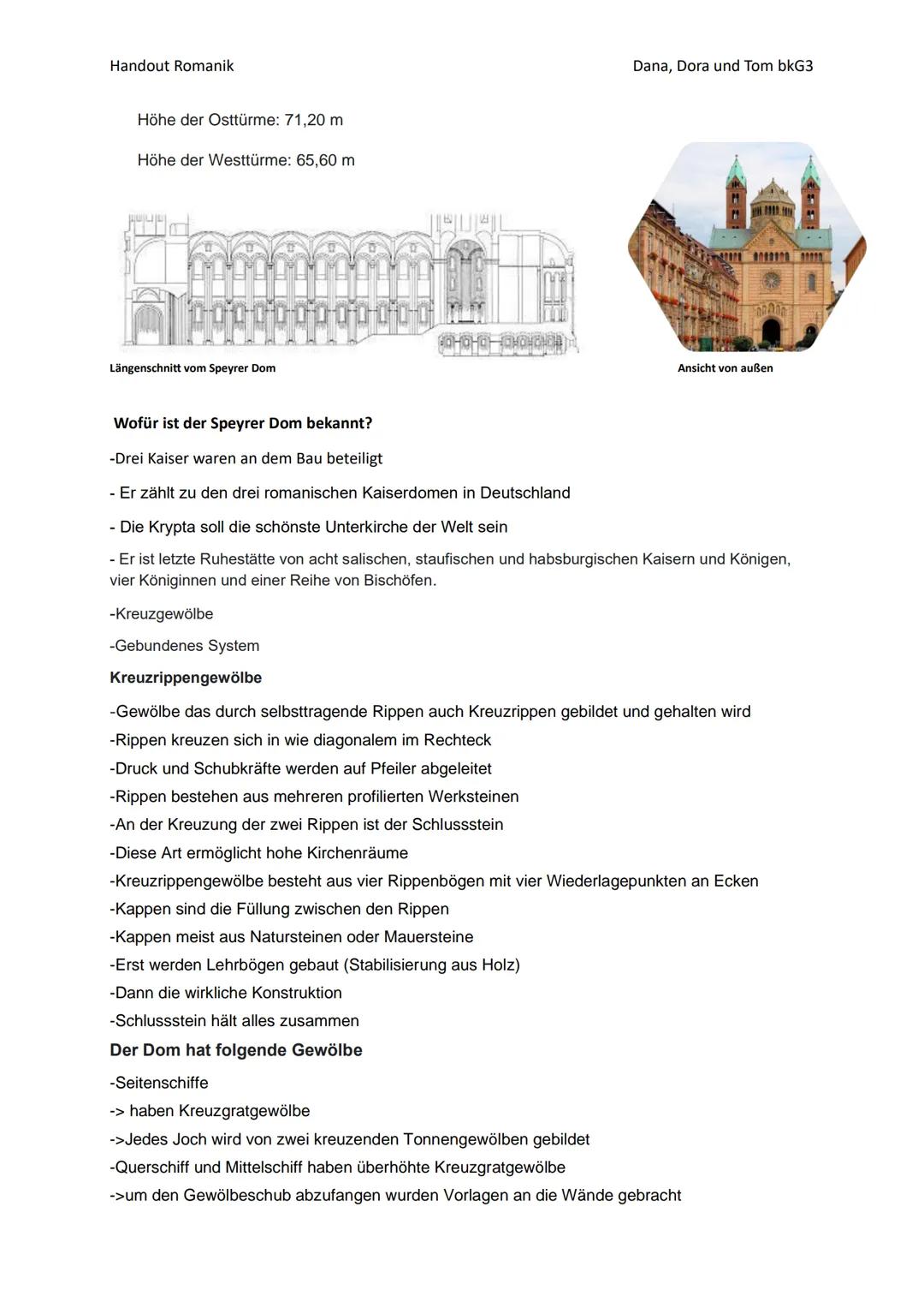 Handout Romanik
Romanik
Allgemeines:
●
Romanische Architektur:
●
● Anwendung des Baustils: Sakrale Bauwerke des Christentums
Bei deutschen K