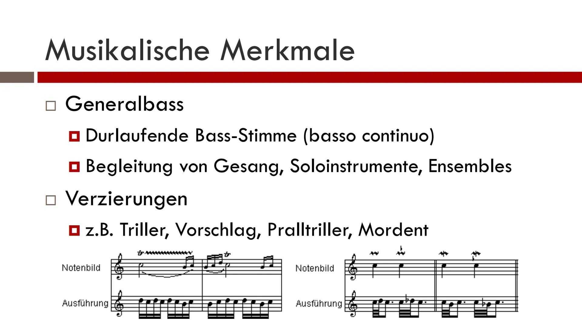 GFS: Barock: Das Konzert
Allgemein:
1600-1750
Aus den portugiesischen Wörtern "pèrola barroca" (unebene Perle)
→ Kitschige Epoche mit negati