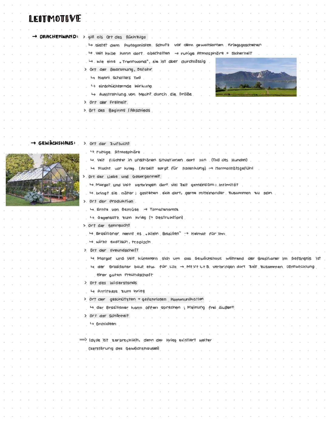 Unter der Drachenwand- Leitmotive