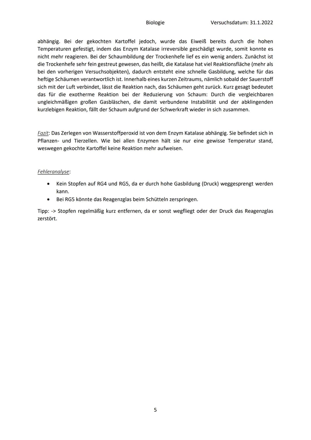 ●
●
Fragestellung: Was ist für die Zerlegung von Wasserstoffperoxid verantwortlich?
Material:
●
●
●
RG1
RG2
Beobachtungen:
Reagenzglas
RG3
B