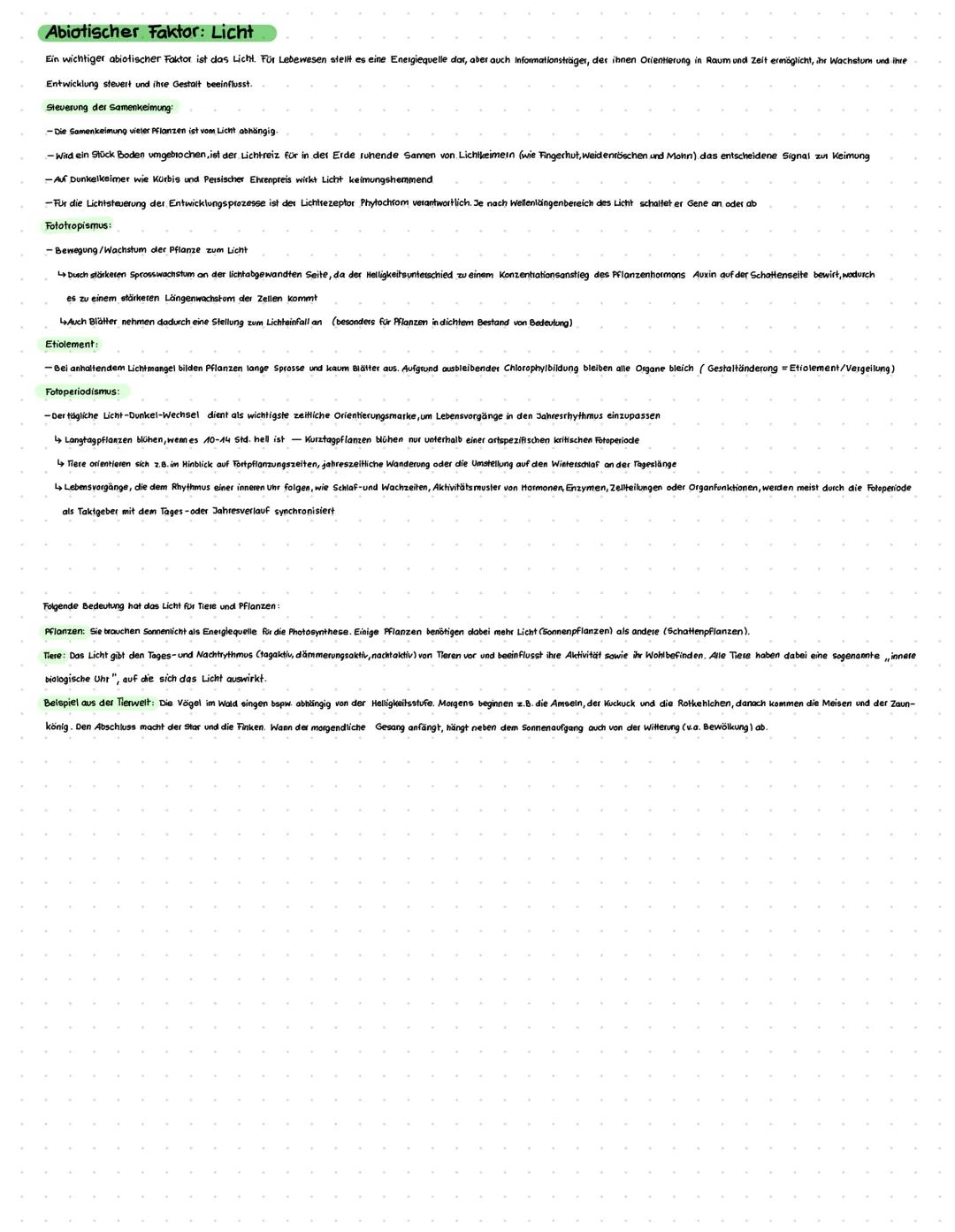# Abiotische Faktoren

Unter abiotischen Faktoren werden alle Einflüsse zusammengefasst, die von der unbelebten Umwelt ausgehen. Es handelt 