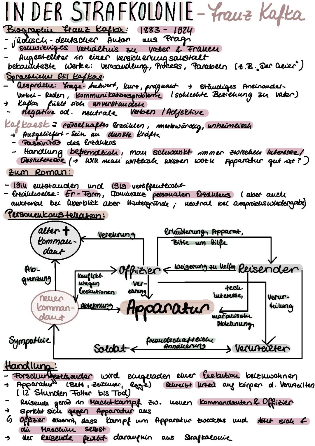 In der Strafkolonie Interpretation PDF - Kafka Epoche, Thema & Charakterisierung