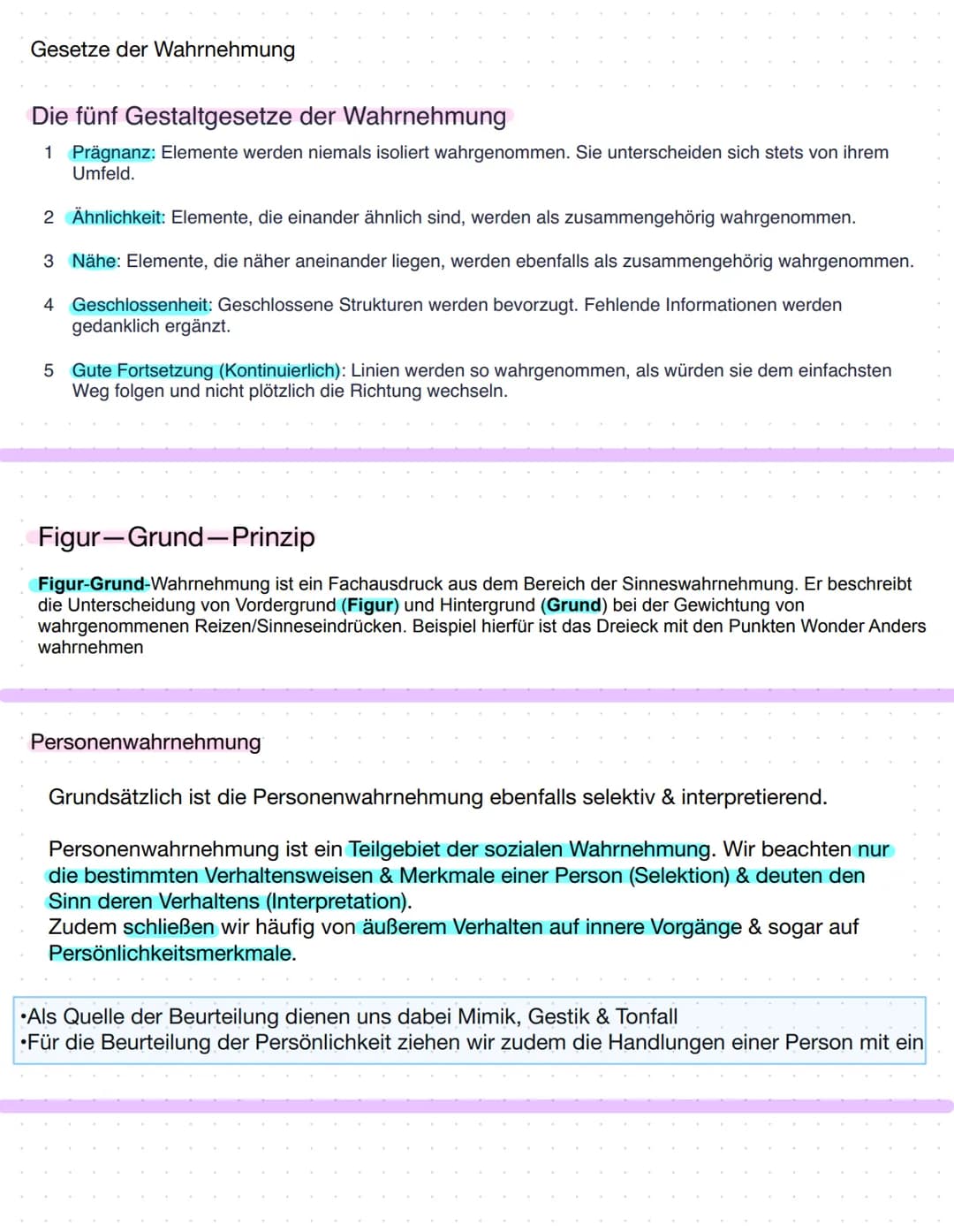  Wahrnehmung ist ein Vorgang, bei dem ein Organismus Informatioenen aufnimmt und in
seinem Gehirn verarbeitet.
Merkmale der Wahrnehmung
Wahr