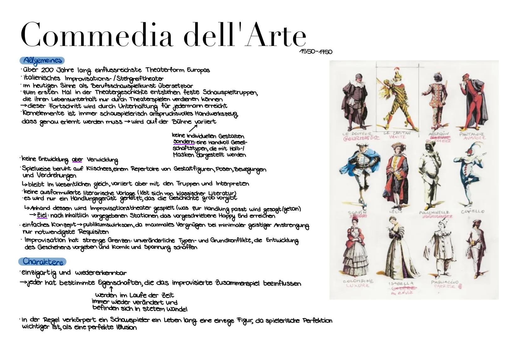 Commedia dell'Arte
Allgemeines
•über 200 Jahre lang einflussreichste Theaterform Europas
italienisches Improvisations-/Stehgreiftheater
im h