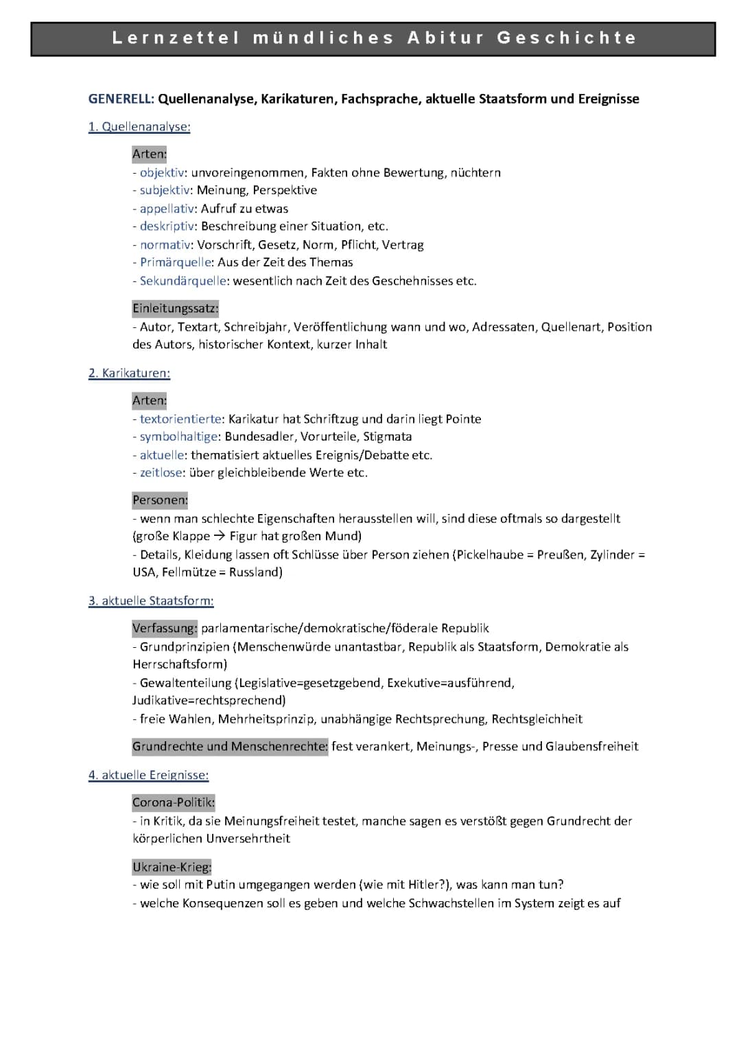 Mündliches Abitur Geschichte