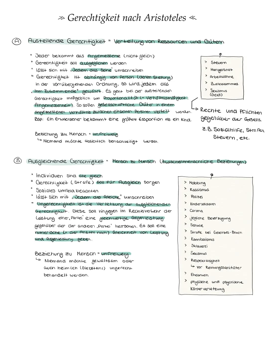 (A)
(B)
Austeilende Gerechtigkeit = Verteilung von Ressourcen und Gütern
Jeder bekommt das Angemessene (nicht gleich)
Gerechtigkeit soll aus