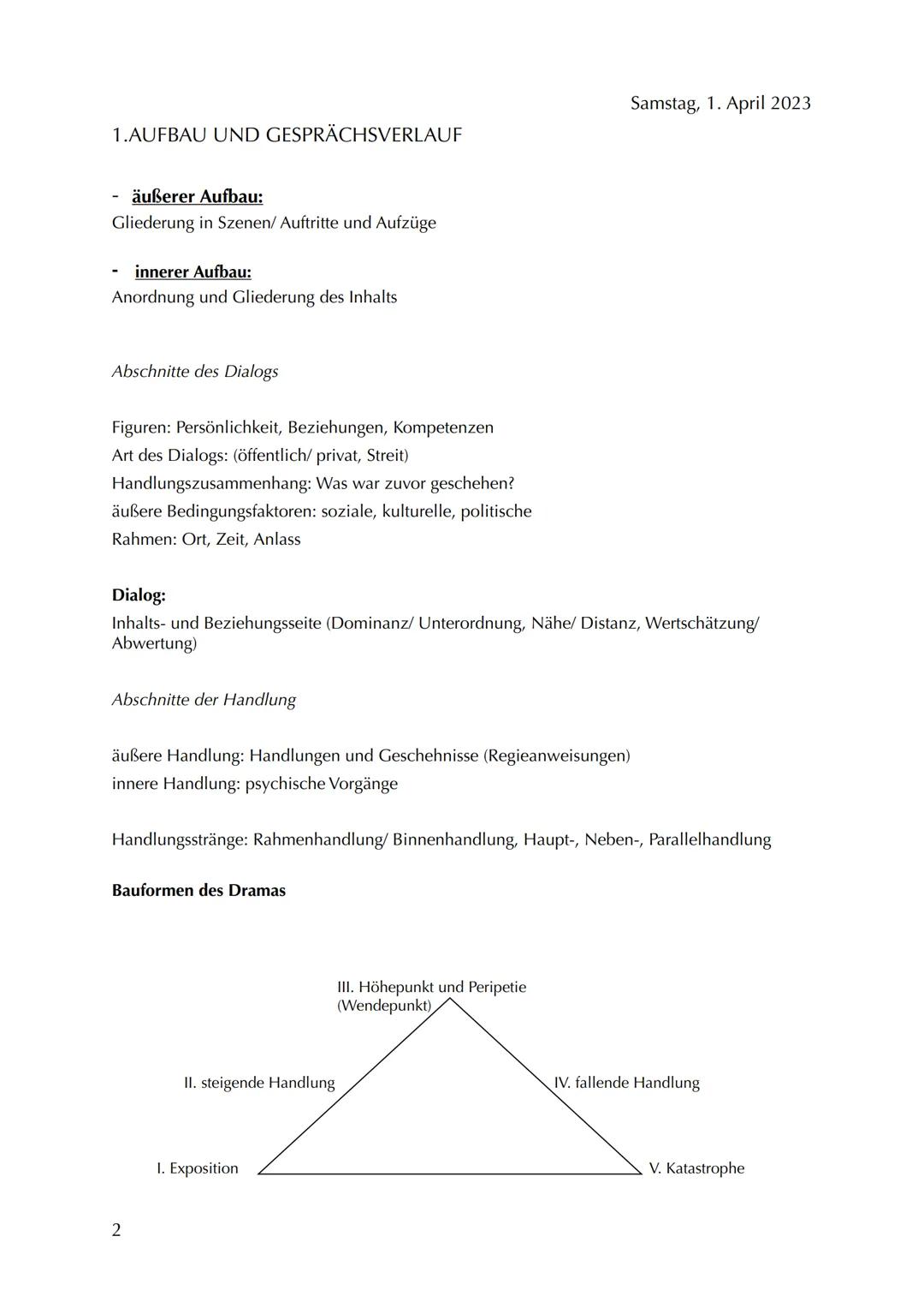 Abiturvorbereitung

Drama

Samstag, 1. April 2023

1.AUFBAU UND GESPRÄCHSVERLAUF
2
2. SPRACHLICHE UND DRAMATURGISCHE MITTEL
3
3. MITTEL DER 