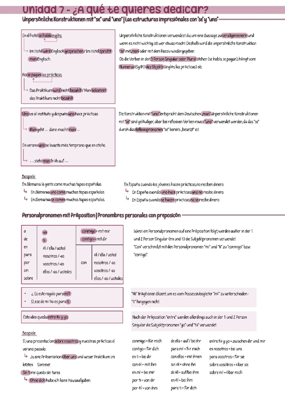 Spanisch Grammatik (¿A qué te quieres dedicar?)