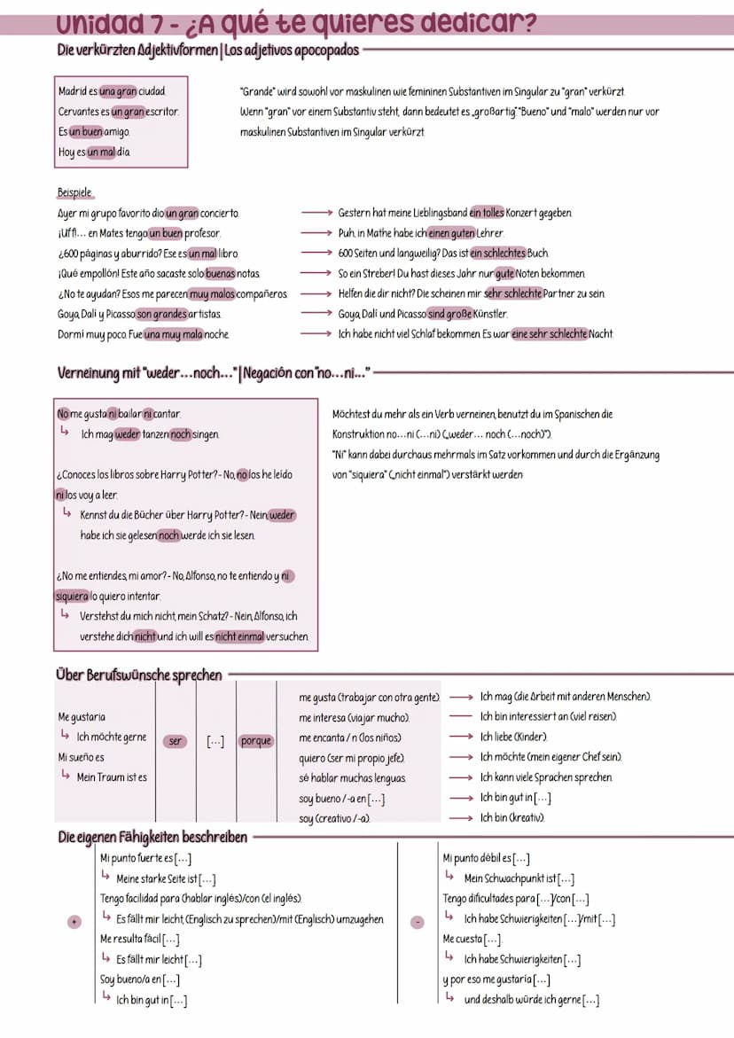 Unidad 7 - ¿A qué te quieres dedicar?
Unpersönliche Konstruktionen mit "se" und "uno" | Las estructuras impresionales con "se y "u
"uno"-
En