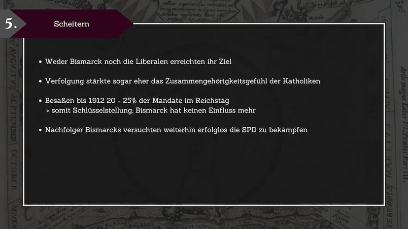 KULTURKAMPF
Kloster
Gesetz
Bismarck
DEUTSCHER REICHSKANZLER
TO
Jaternart
VS
Papst Pius IX
KATHOLISCHE KIRCHE 1.
2.
3.
Vorgeschichte
Kulturka