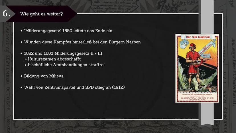 KULTURKAMPF
Kloster
Gesetz
Bismarck
DEUTSCHER REICHSKANZLER
TO
Jaternart
VS
Papst Pius IX
KATHOLISCHE KIRCHE 1.
2.
3.
Vorgeschichte
Kulturka
