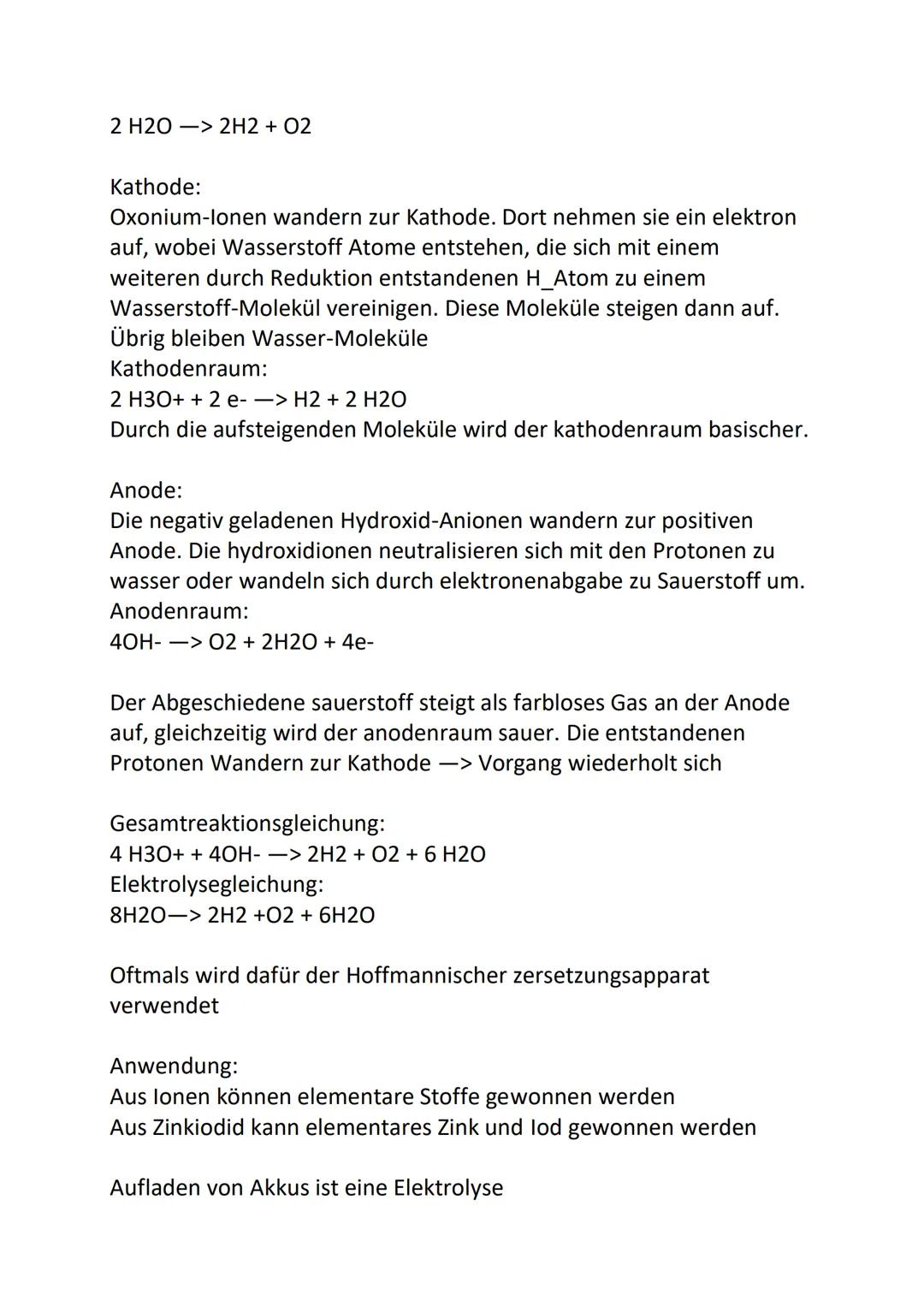 CH13

Die Elektrolyse

Definition:
„Unter Elektrolyse (griechisch „mittels Elektrizität trennen") versteht man eine
Aufspaltung einer chemis