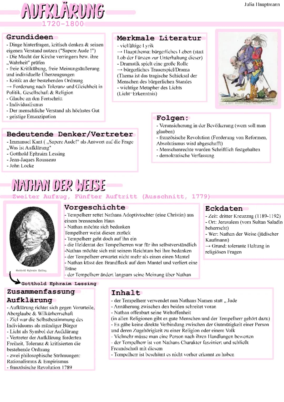 Gotthold Ephraim Lessing und die Aufklärung 