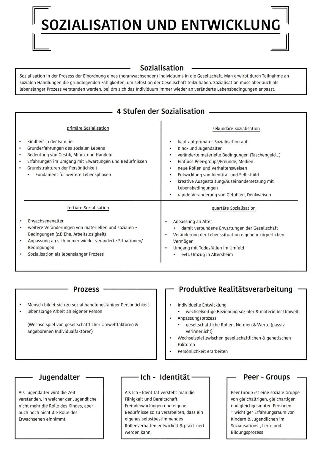 SOZIALISATION UND ENTWICKLUNG
Sozialisation
Sozialisation in der Prozess der Einordnung eines (heranwachsenden) Individuums in die Gesellsch