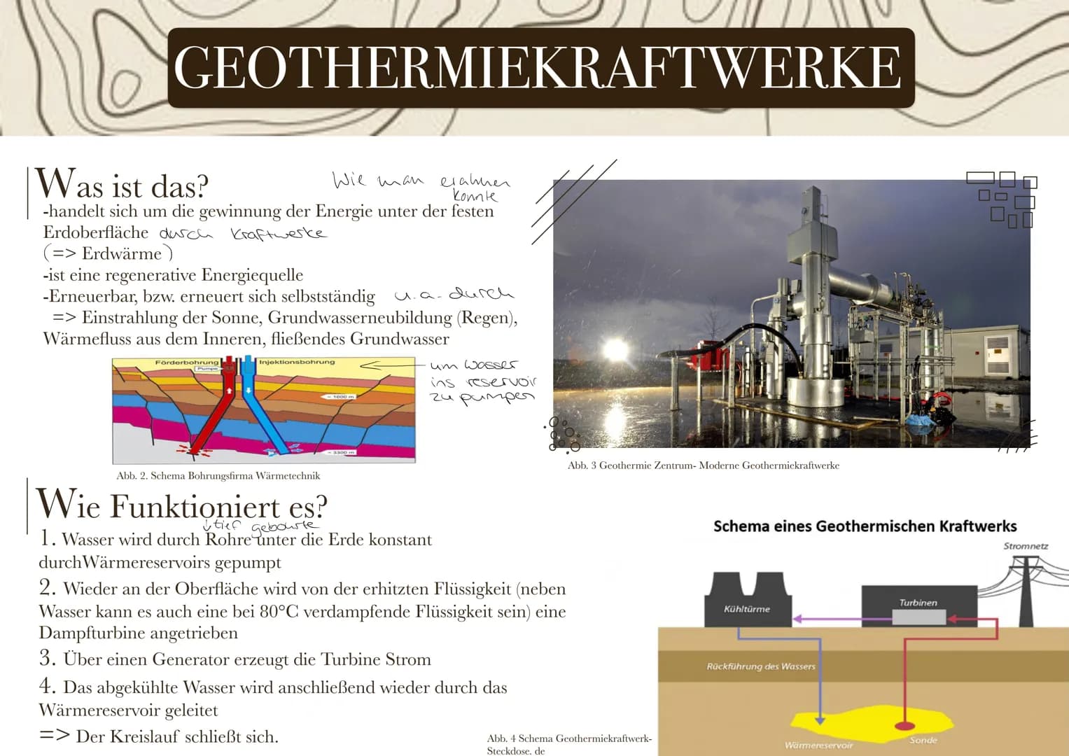 GEOTHERMIE
EF, EK G2,
FRAU KÖHLER Inhaltsverzeichnis
I Geothermie
-Geschichte
-Vor- und Nachteile
-Was ist das?
-Wie funktioniert es?
2 Geot
