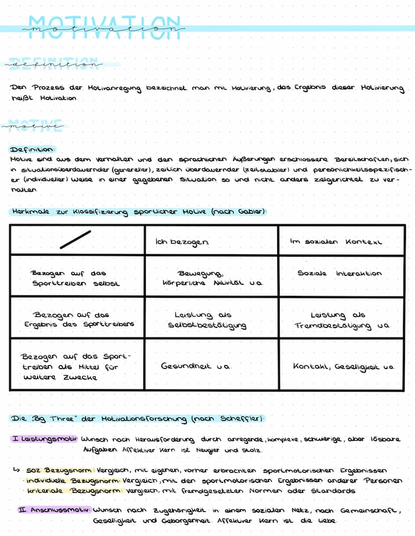 MOTIVATION
definition
Den Prozess der Motivanregung bezeichnet man mit Motivierung, das Ergebnis dieser Motivierung
heißt Motivation
motive

