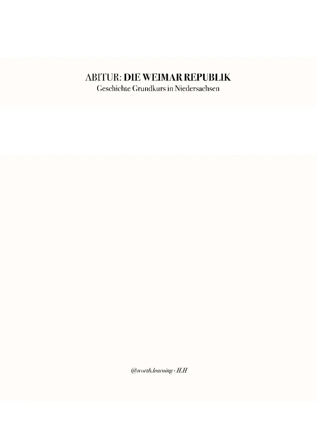 Abitur: Die Weimarer Republik 