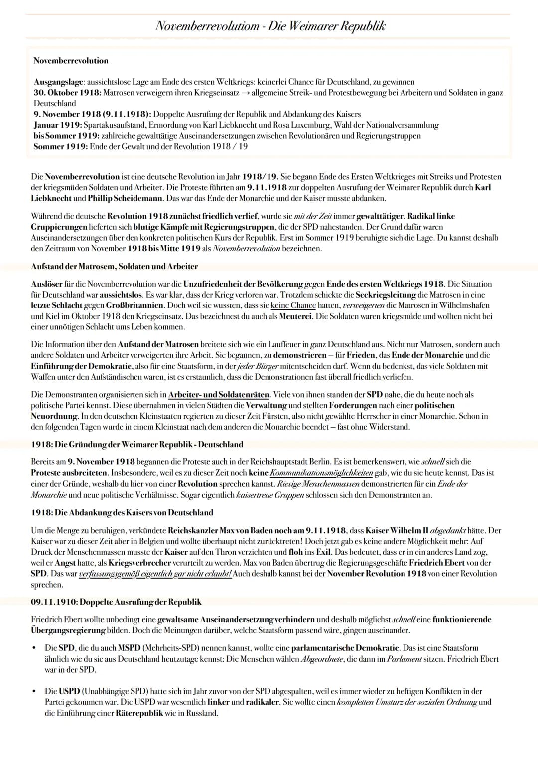 ABITUR: DIE WEIMAR REPUBLIK
Geschichte Grundkurs in Niedersachsen
@worth.learning-H.H Ereignis
1. Weltkrieg
Oktoberreformen heren Verfassung