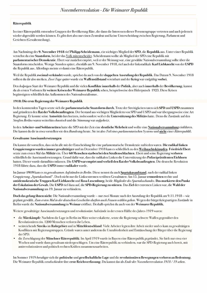 ABITUR: DIE WEIMAR REPUBLIK
Geschichte Grundkurs in Niedersachsen
@worth.learning-H.H Ereignis
1. Weltkrieg
Oktoberreformen heren Verfassung