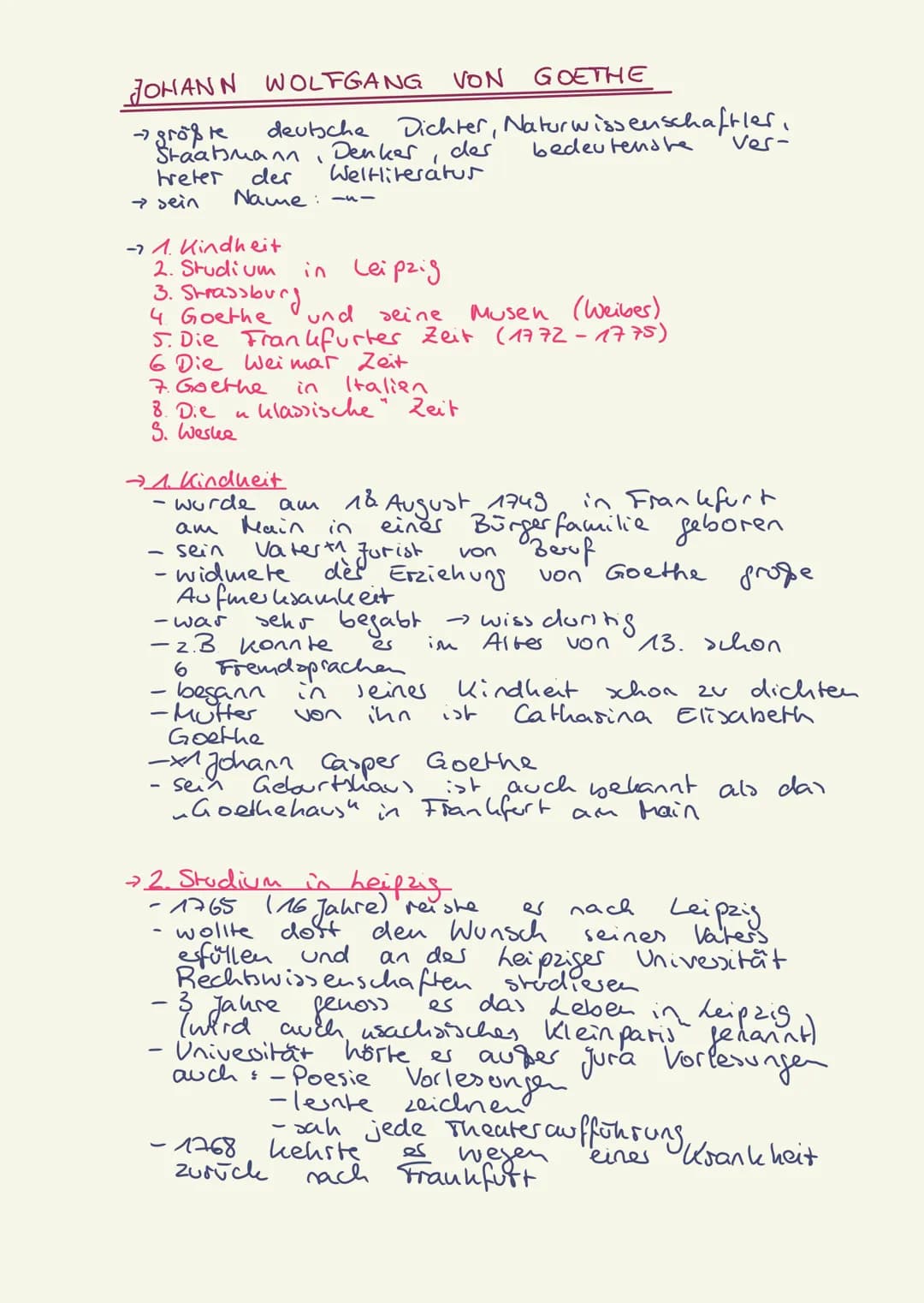 JOHANN WOLFGANG
→größte
Staabuam
treter
→ sein
- 1. Kindheit
2. Studium
3. Strassburg
4. Goethe
VON GOETHE
deutsche Dichter, Naturwissenscha