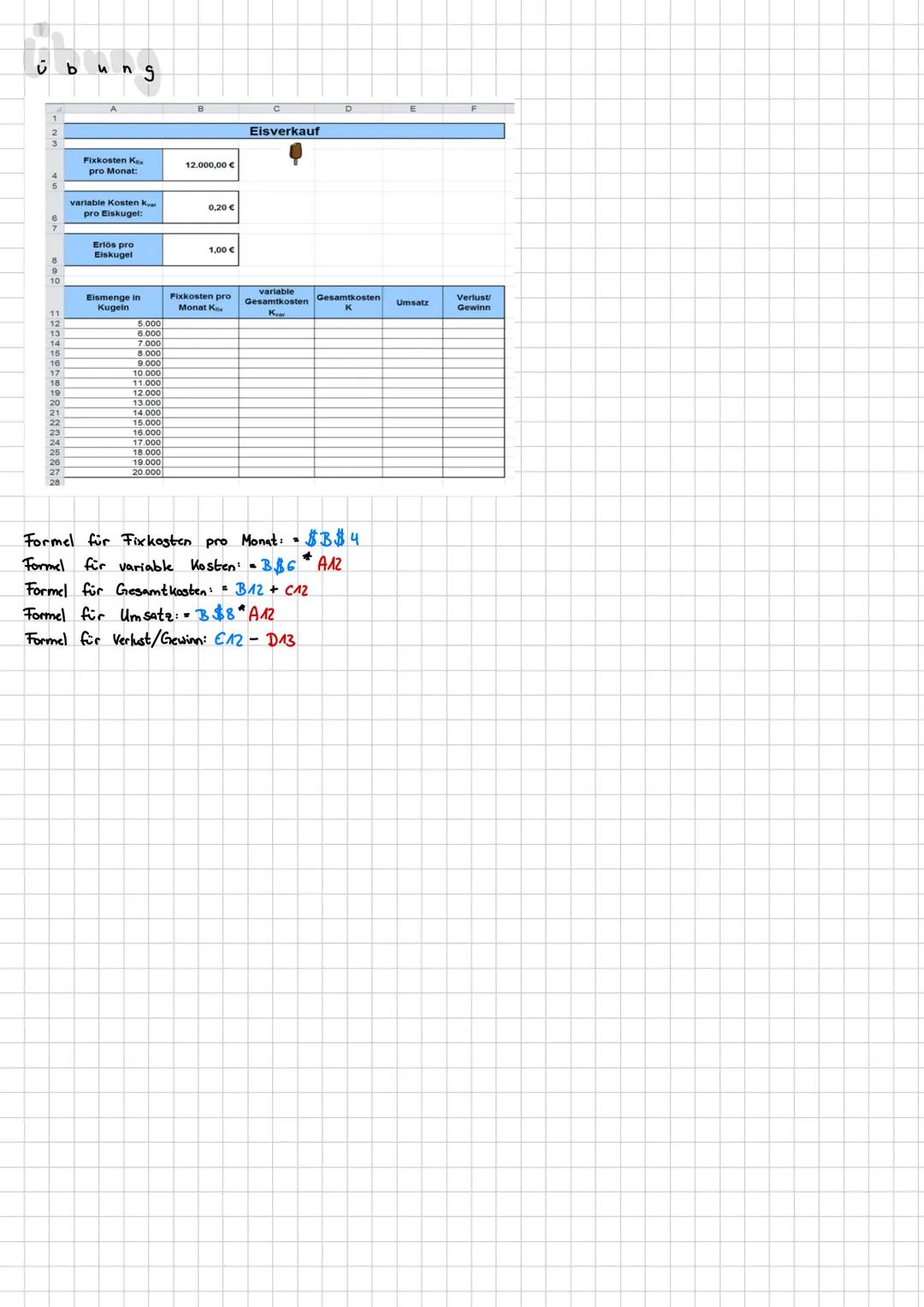 # Berechnungen in Exel

- Berechnungen beginnen immer mit =
- Berechnungen sollten möglichst Zelladreasen (2.3 D5) enthalten
- Bei Wertänder