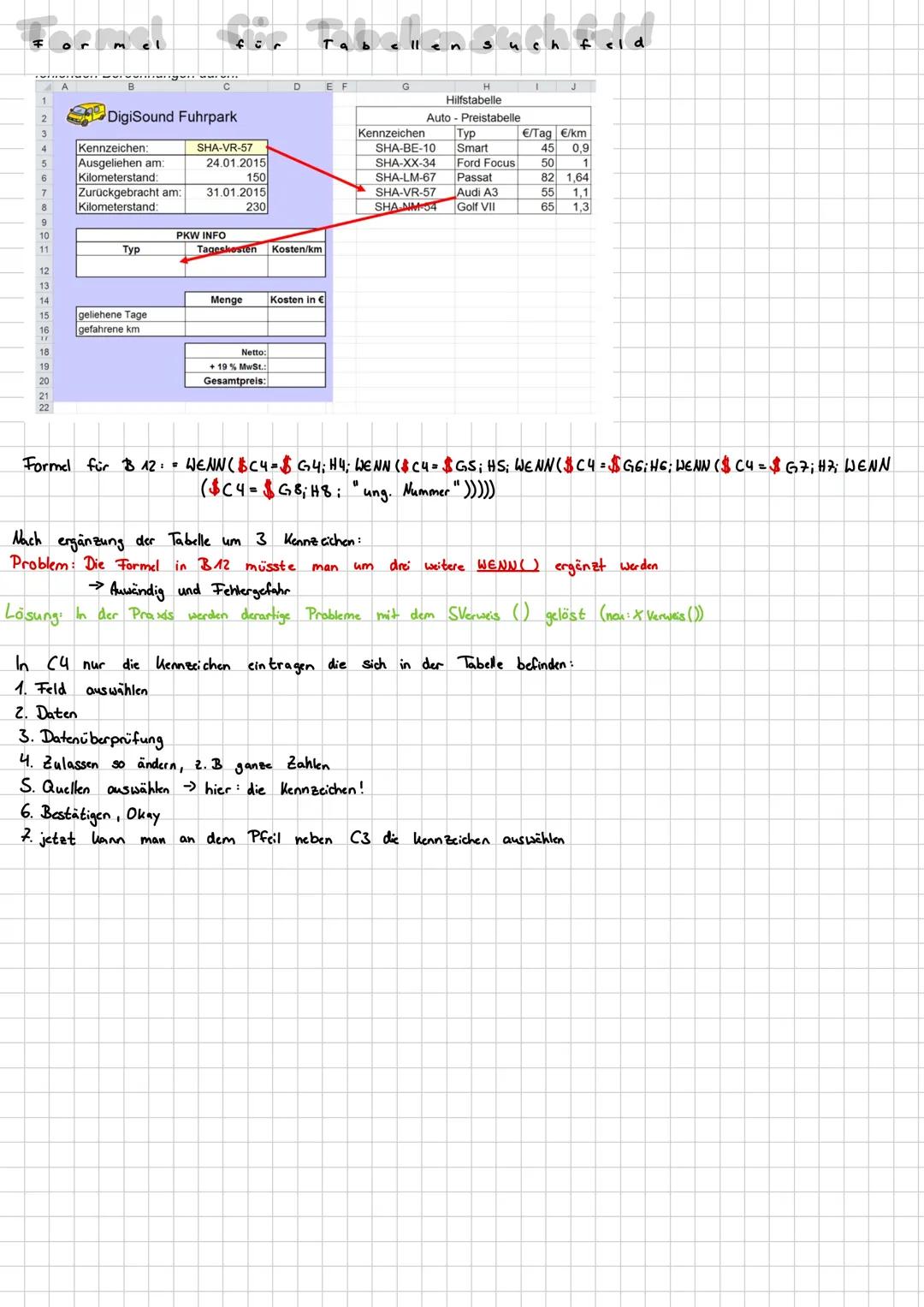 # Berechnungen in Exel

- Berechnungen beginnen immer mit =
- Berechnungen sollten möglichst Zelladreasen (2.3 D5) enthalten
- Bei Wertänder
