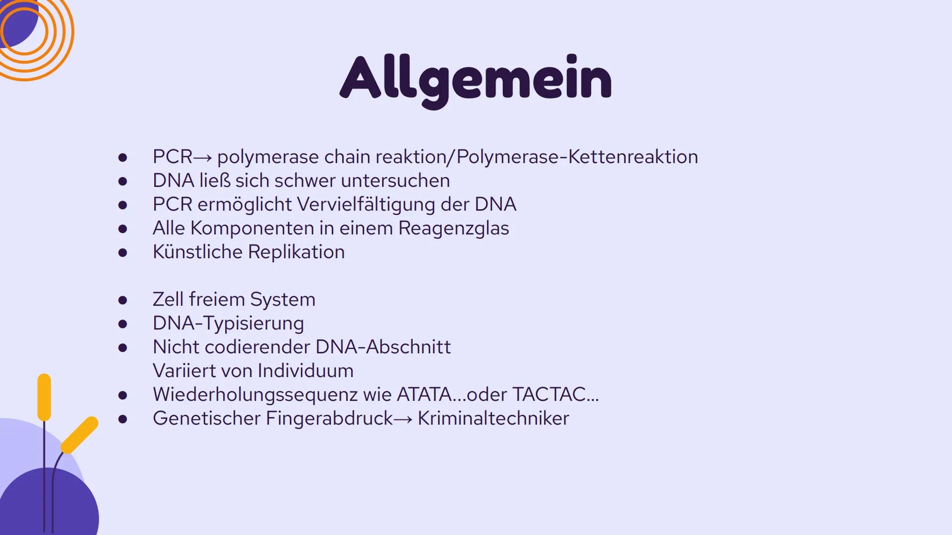 PCR und
Gelelektrophorese
DIXX
Präsentation von Emma und Lisa 01 PCR
Allgemein
Erfinder
Ablauf
-
-
-
Inhalt
Anwendungsbereiche
Beispiel
02 G