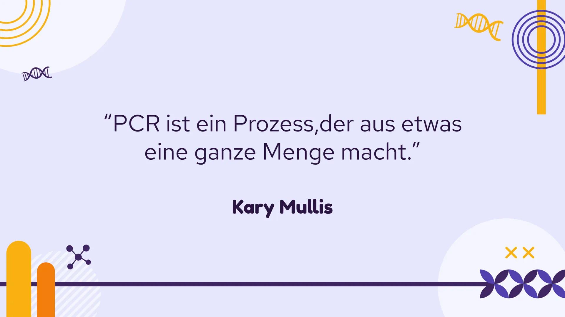 PCR und
Gelelektrophorese
DIXX
Präsentation von Emma und Lisa 01 PCR
Allgemein
Erfinder
Ablauf
-
-
-
Inhalt
Anwendungsbereiche
Beispiel
02 G