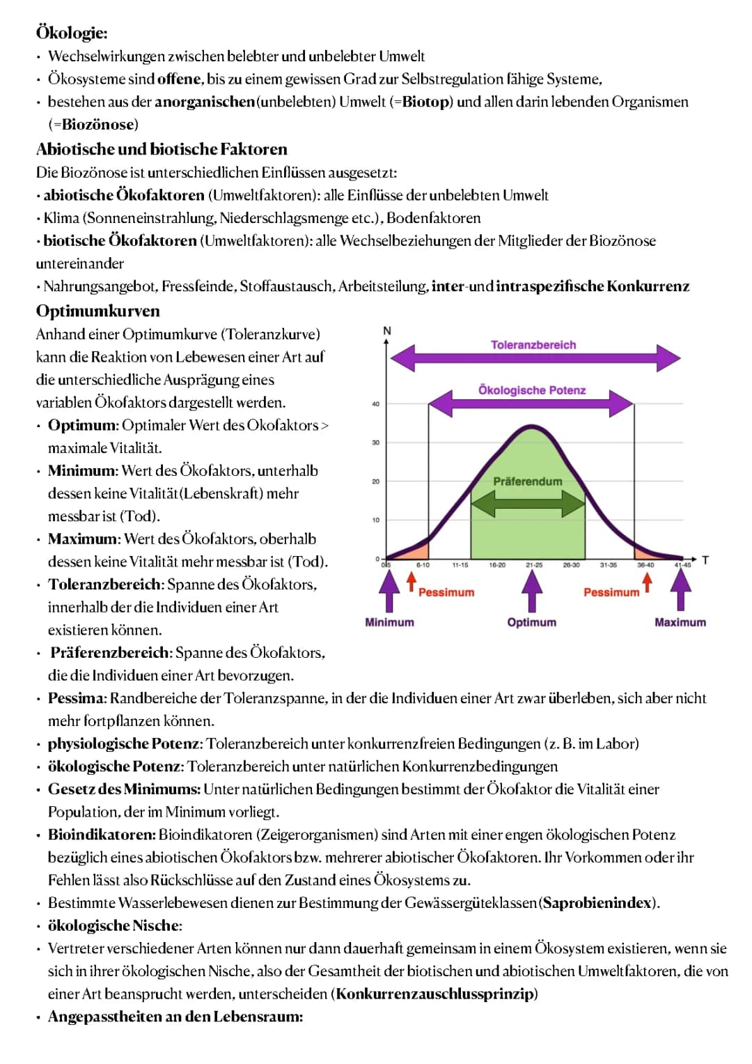 Ökologie Bio LK Zusammenfassung