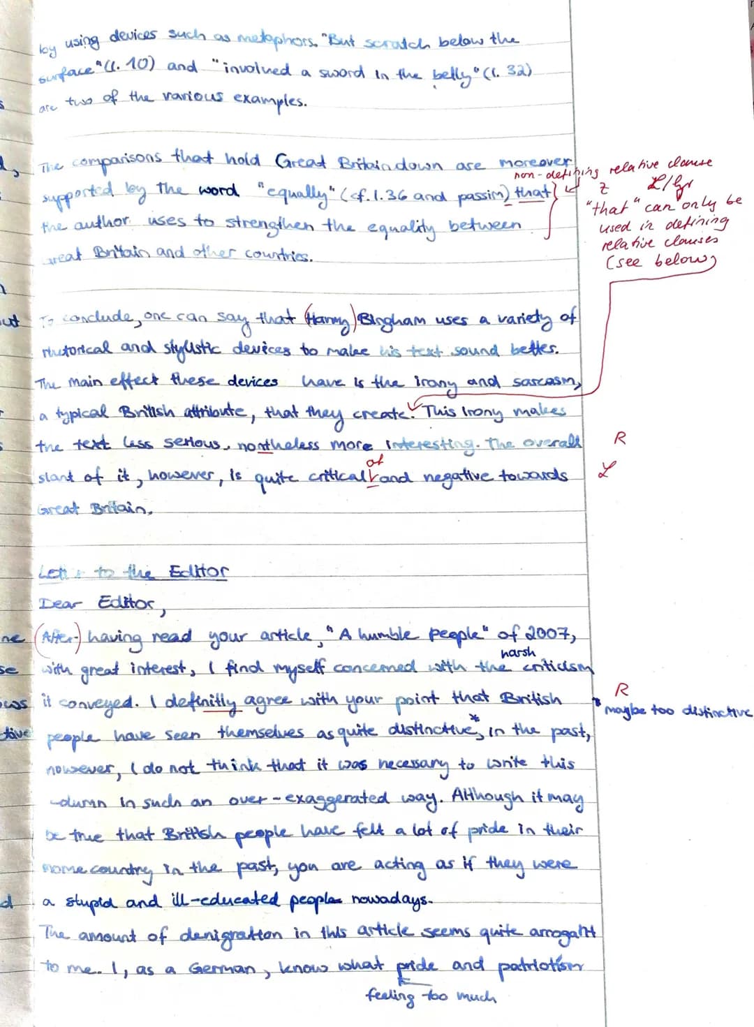Exam
no. 2: Britishness
The column "A humble people", written by Harry Bingham,
reprinted by "This Little Britain" in 2007 deals with a
Brit