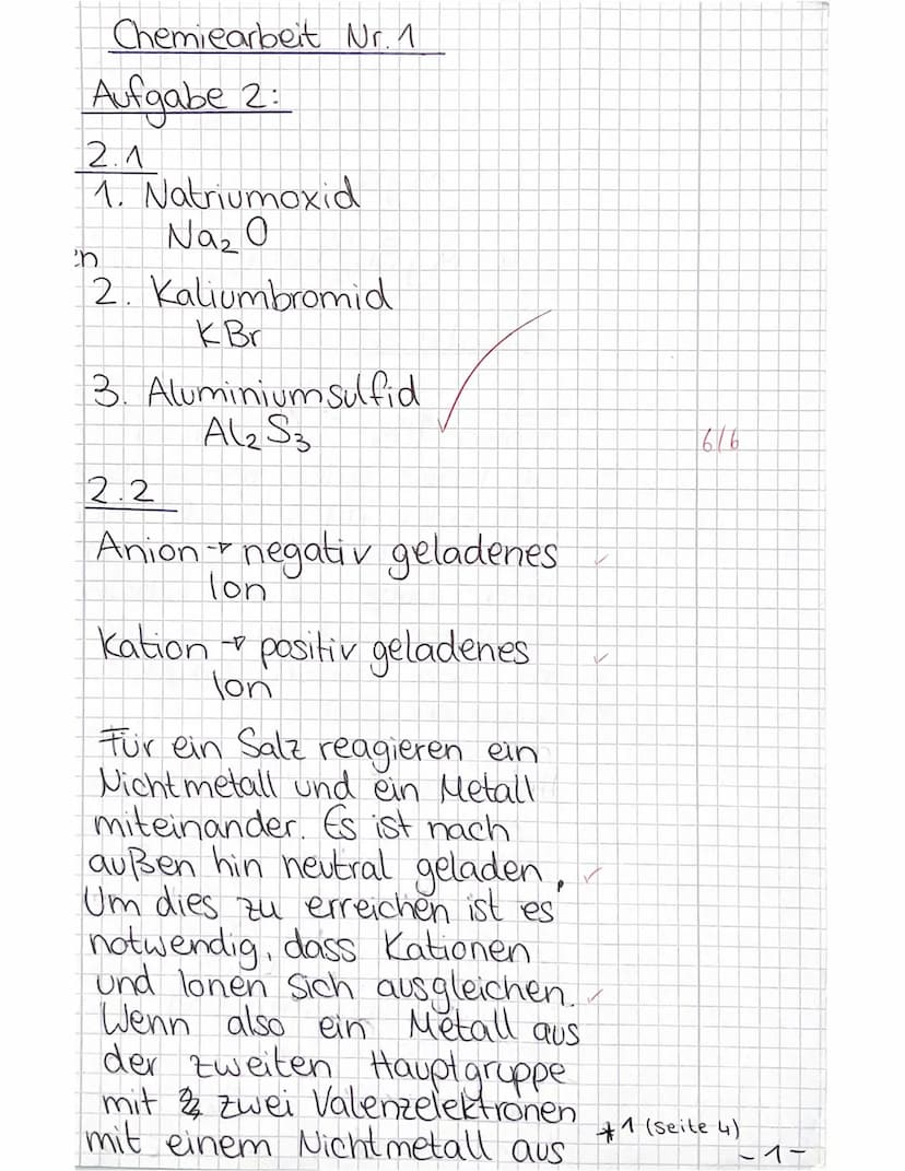 Chemiearbeit Nr. 1
Klasse 10a
Themen:
Lithium
Aufgabe: Vervollständige die Tabelle zur Ionenbildung.
Elementname Elementsymbol mit
Außenelek