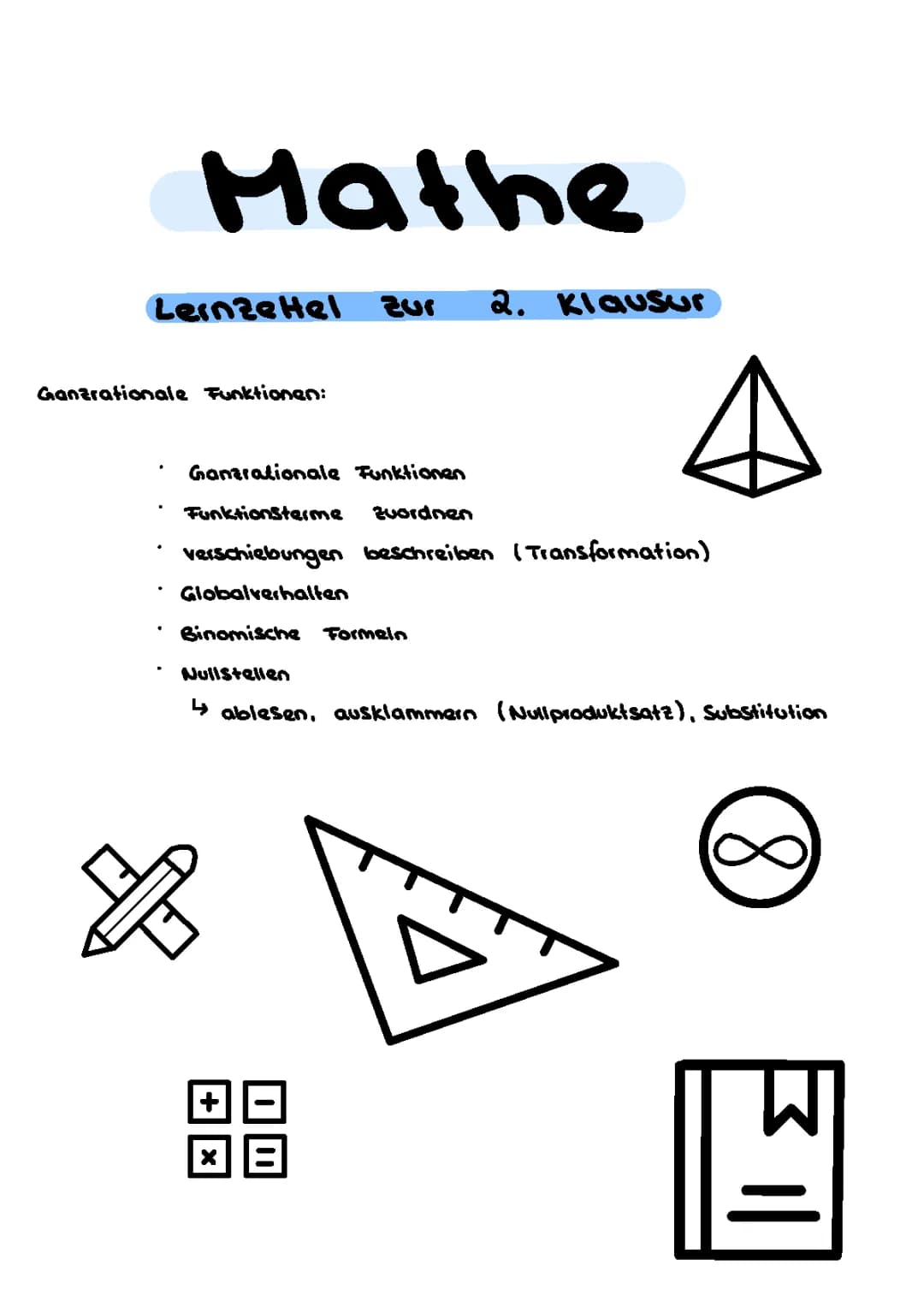 Ganzrationale Funktionen - Lernzettel