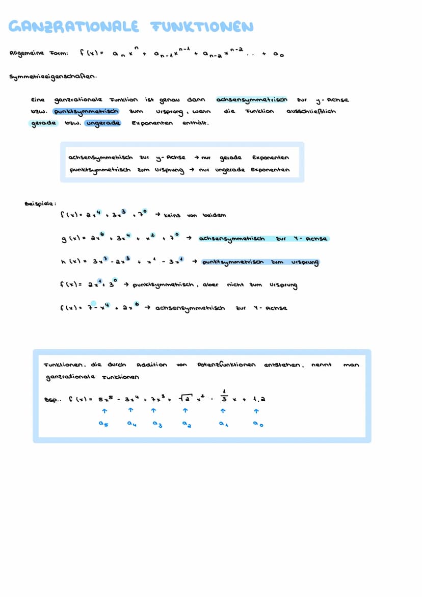 Lernze Hel zur 2. Klausur
Mathe
Ganzrationale Funktionen:
•
Ganzrationale Funktionen
Funktionsterme zuordnen
verschiebungen beschreiben (Tra
