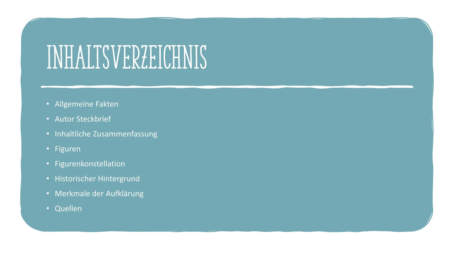 EMILIA GALOTTI
Deutsch INHALTSVERZEICHNIS
Allgemeine Fakten
• Autor Steckbrief
Inhaltliche Zusammenfassung
Figuren
●
●
• Figurenkonstellatio