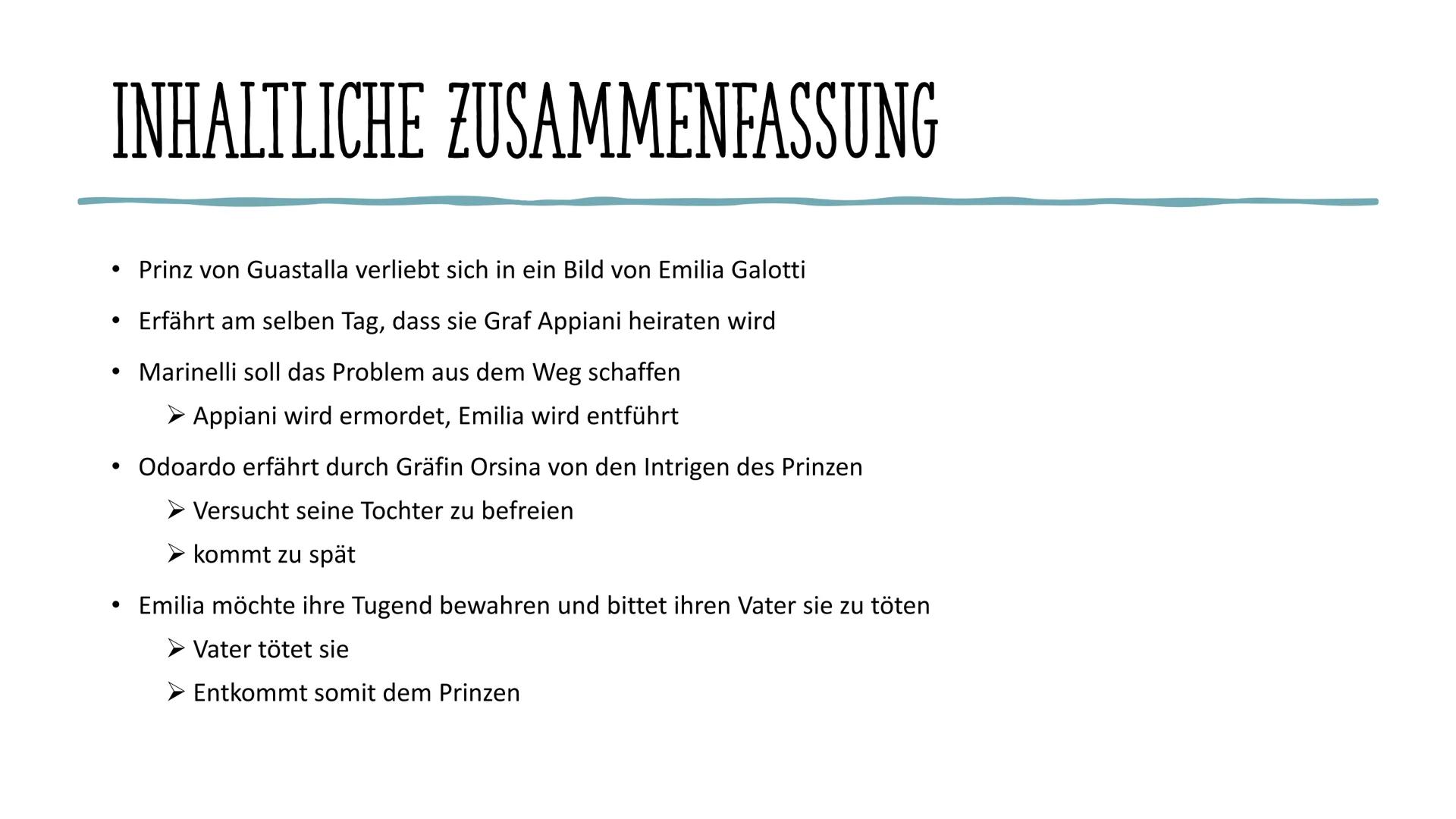 EMILIA GALOTTI
Deutsch INHALTSVERZEICHNIS
Allgemeine Fakten
• Autor Steckbrief
Inhaltliche Zusammenfassung
Figuren
●
●
• Figurenkonstellatio