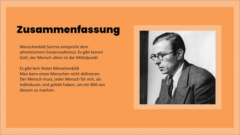Jean-Paul
Sartre
Sea
E Inhalt
●
• Über Jean-Paul Sartre
Christlicher Existenzialismus
• Atheistischer Existenzialismus (Menschenbild
●
●
Sar