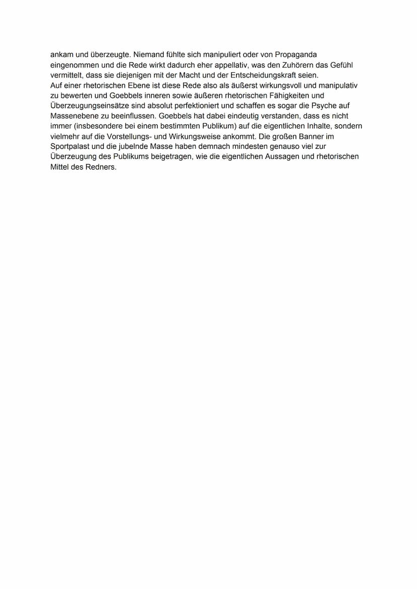 Deutsch GK Q2: Goebbels Sportpalastrede
Sofia Pluch
Analyse:
Die vorliegende Rede wurde von Joseph Goebbels, dem Reichspropagandaminister, s