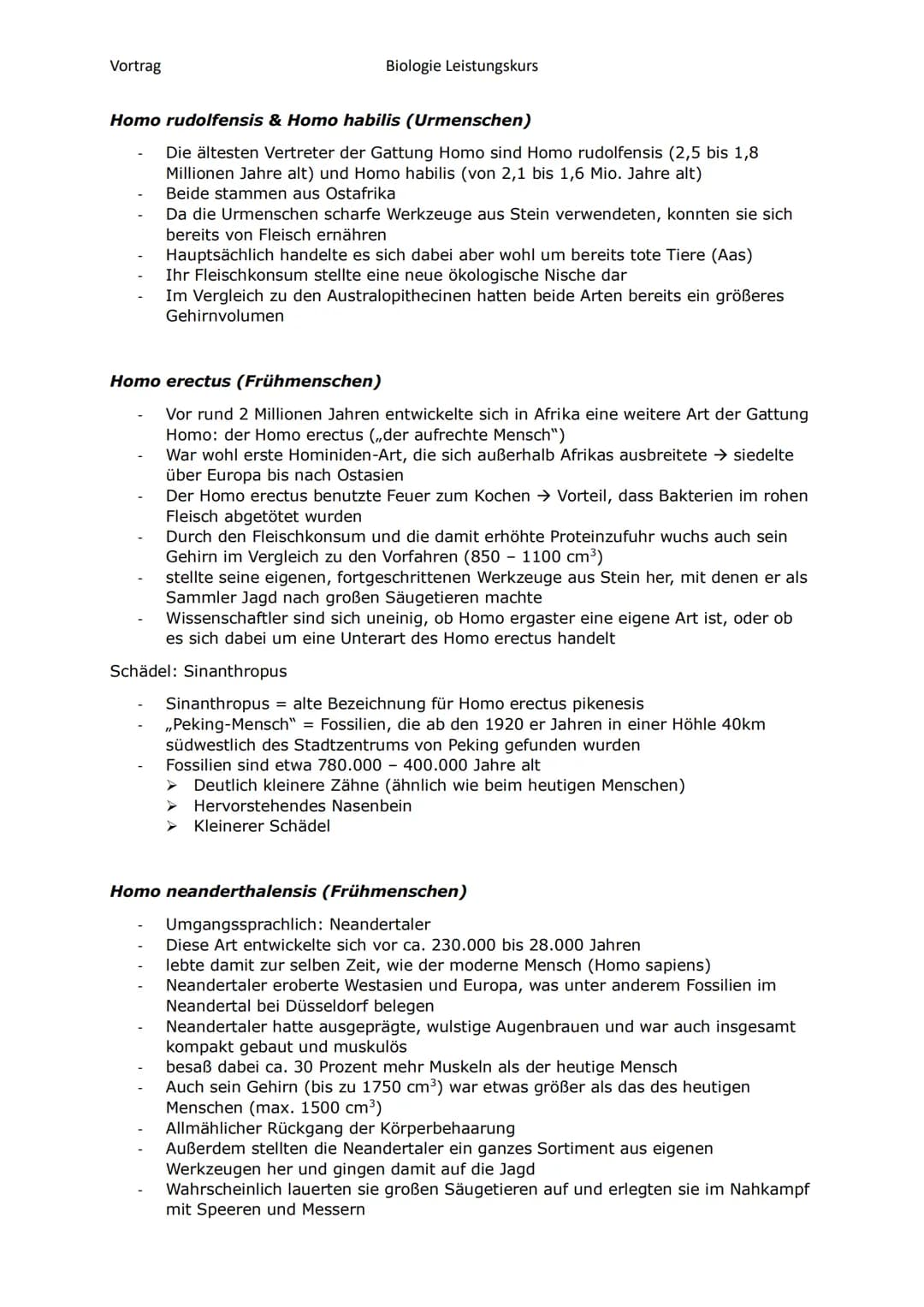 Vortrag
Biologie Leistungskurs
Gliederung
1. Evolution des Menschen einfach erklärt
Der Mensch und der Menschenaffe
2.
3.
Entwicklung des Me