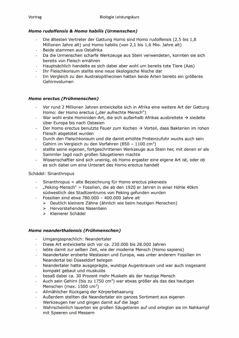 Vortrag
Biologie Leistungskurs
Gliederung
1. Evolution des Menschen einfach erklärt
Der Mensch und der Menschenaffe
2.
3.
Entwicklung des Me