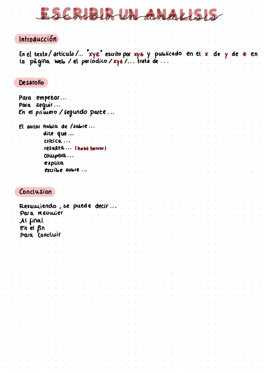 Analyse schreiben Spanisch 