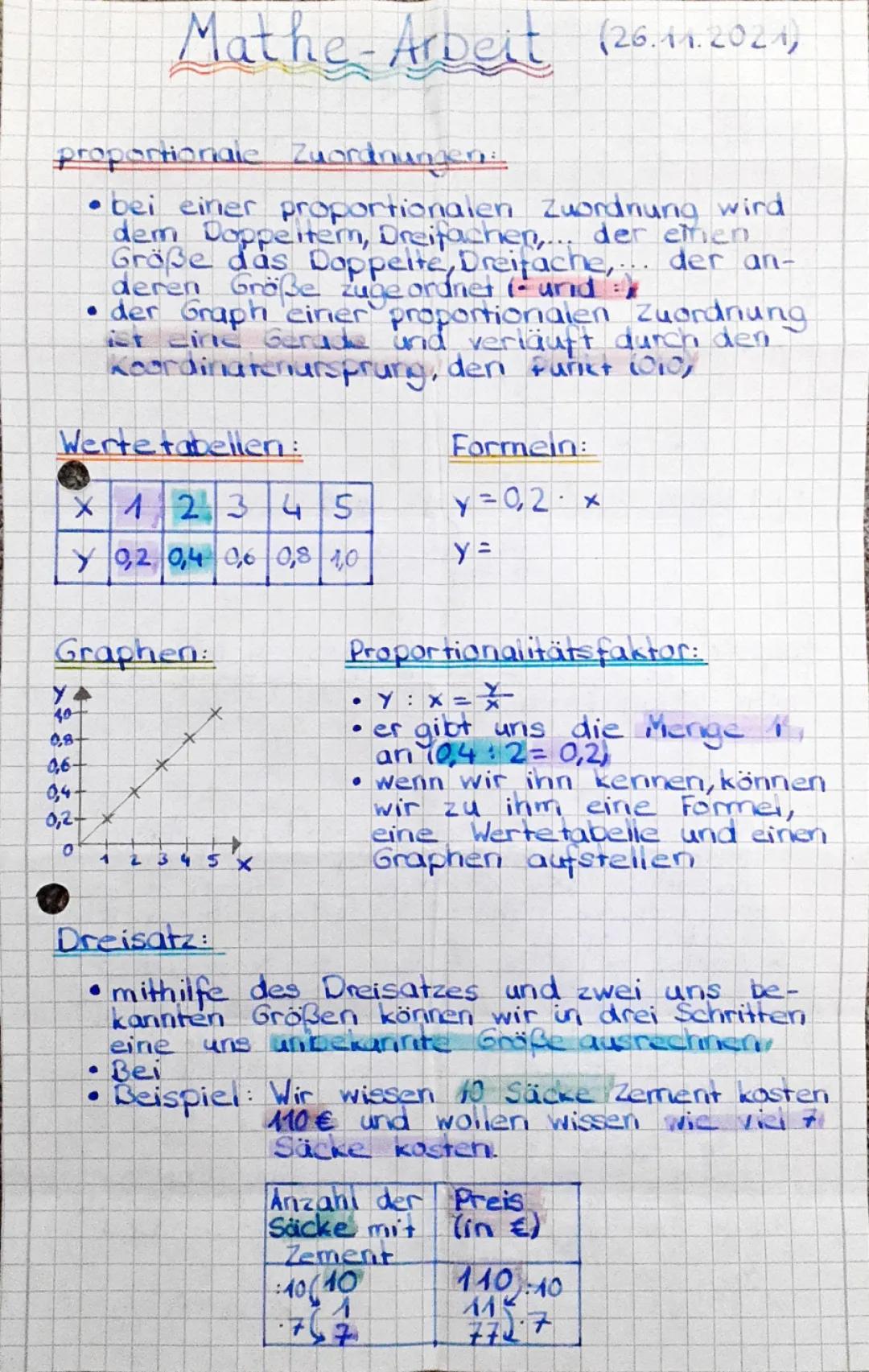 proportionale und antiproportionale Zuordnungen